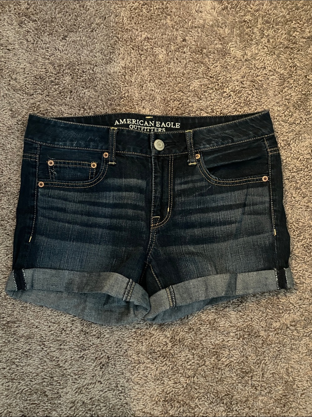 American Eagle Outfitters Dark Wash Cuffed Denim Shorts